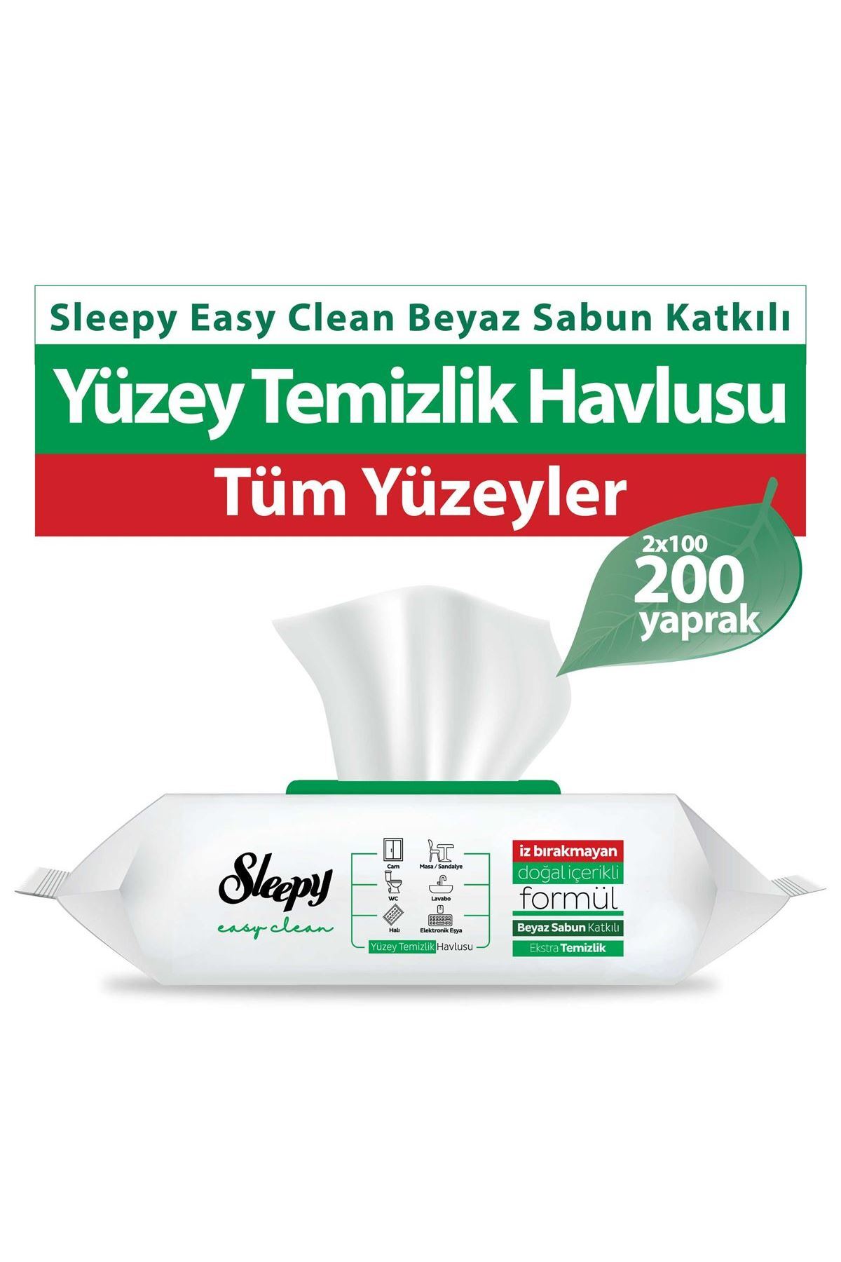 Sleepy Easy Clean Beyaz Sabun Katkılı Yüzey Temizlik Havlusu 2X100 (200 Yaprak) Sleepy Easy Clean Beyaz Sabun Katkılı Yüzey Temizlik Havlusu 2X100 (200 Yaprak)