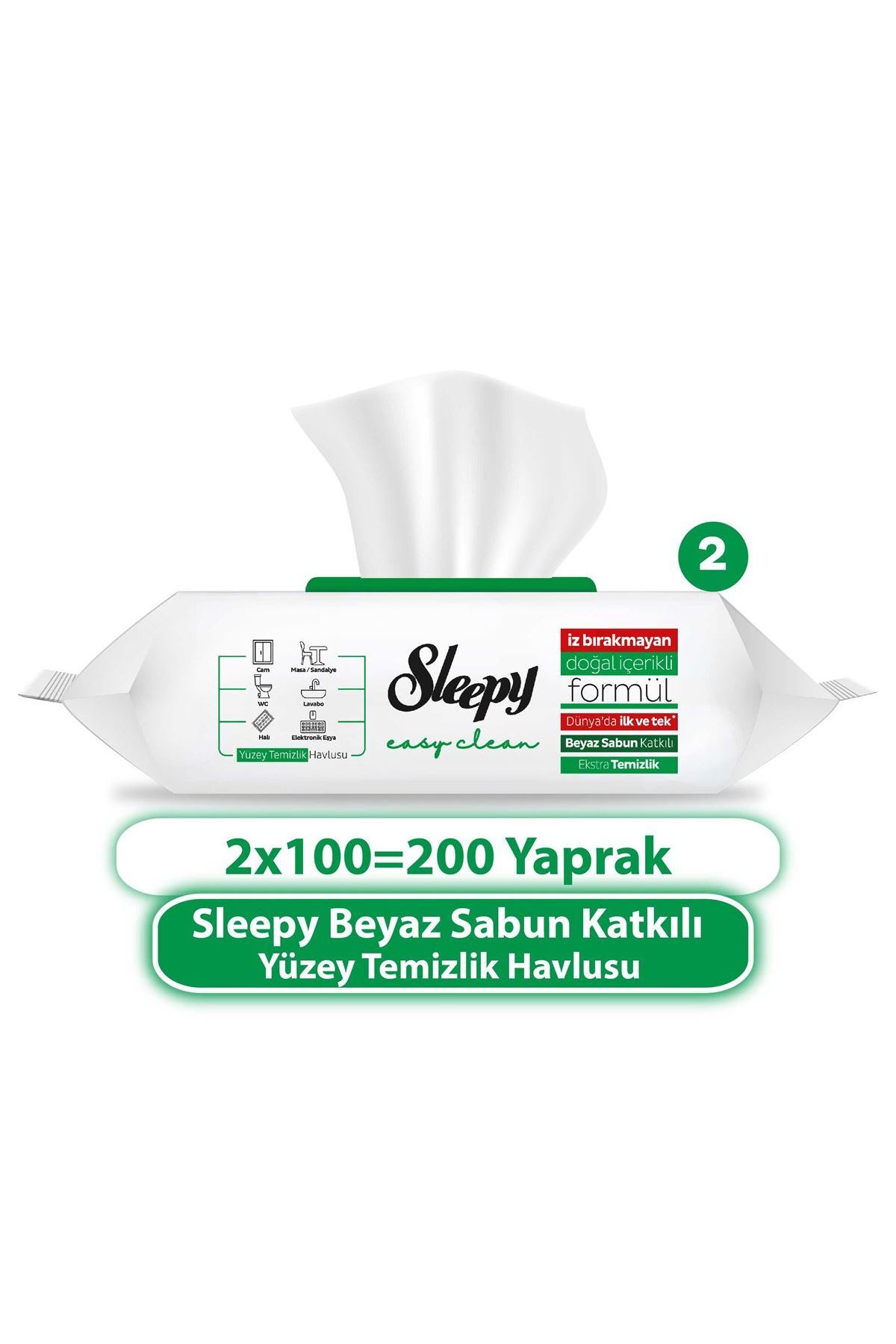 Sleepy Easy Clean Beyaz Sabun Katkılı Yüzey Temizlik Havlusu 2X100 (200 Yaprak) Sleepy Easy Clean Beyaz Sabun Katkılı Yüzey Temizlik Havlusu 2X100 (200 Yaprak)