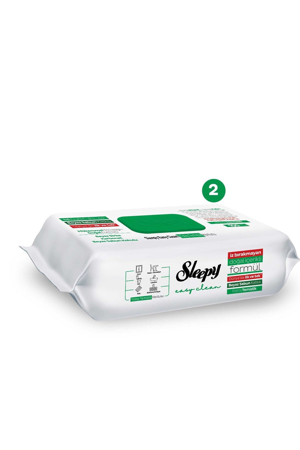 Sleepy Easy Clean Beyaz Sabun Katkılı Yüzey Temizlik Havlusu 2X100 (200 Yaprak) Sleepy Easy Clean Beyaz Sabun Katkılı Yüzey Temizlik Havlusu 2X100 (200 Yaprak)