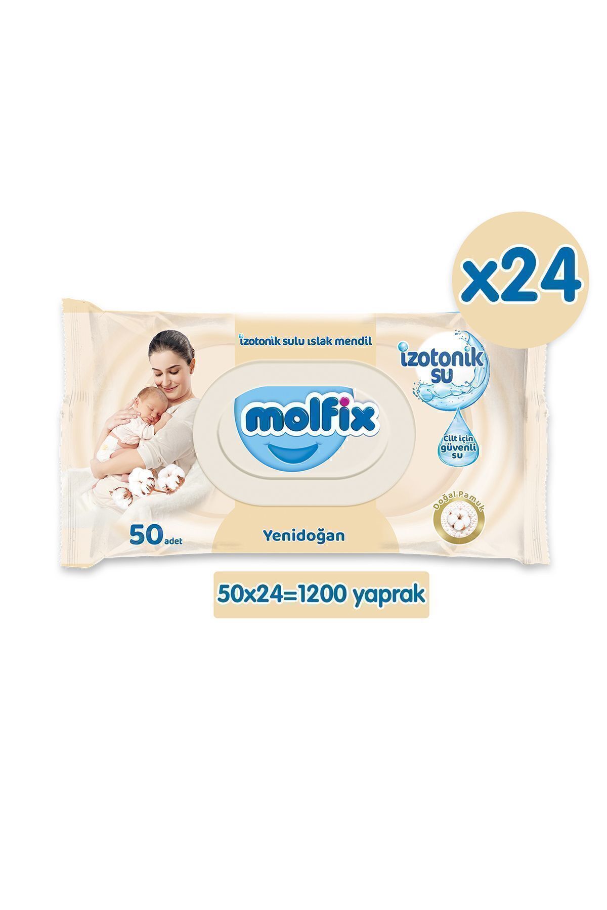 Molfix İzotonik Sulu Islak Mendil Yenidoğan 50 x 24 (1200 Adet) Molfix İzotonik Sulu Islak Mendil Yenidoğan 50 x 24 (1200 Adet)
