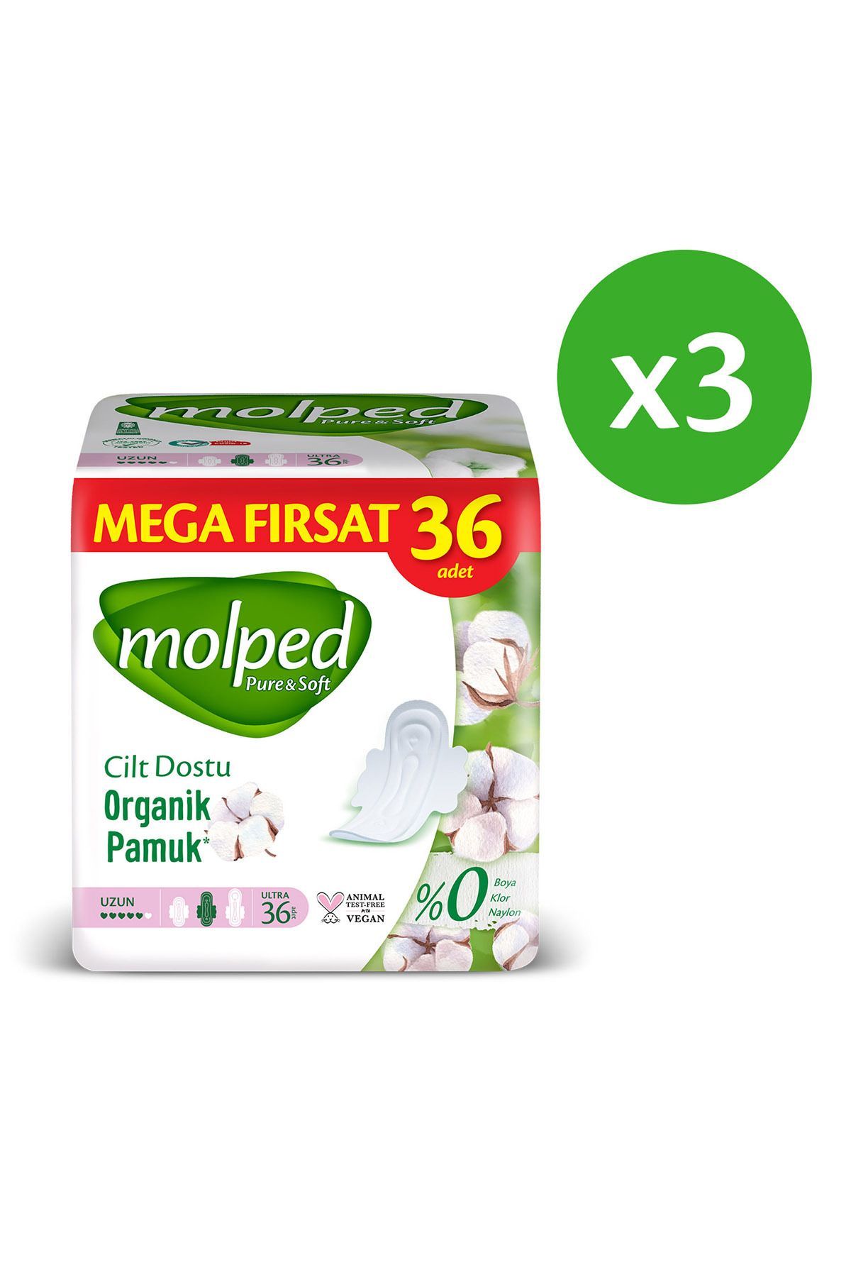 Molped Pure Soft Mega Fırsat Uzun Ultra 36 Lı X 3 Adet Molped Pure Soft Mega Fırsat Uzun Ultra 36 Lı X 3 Adet