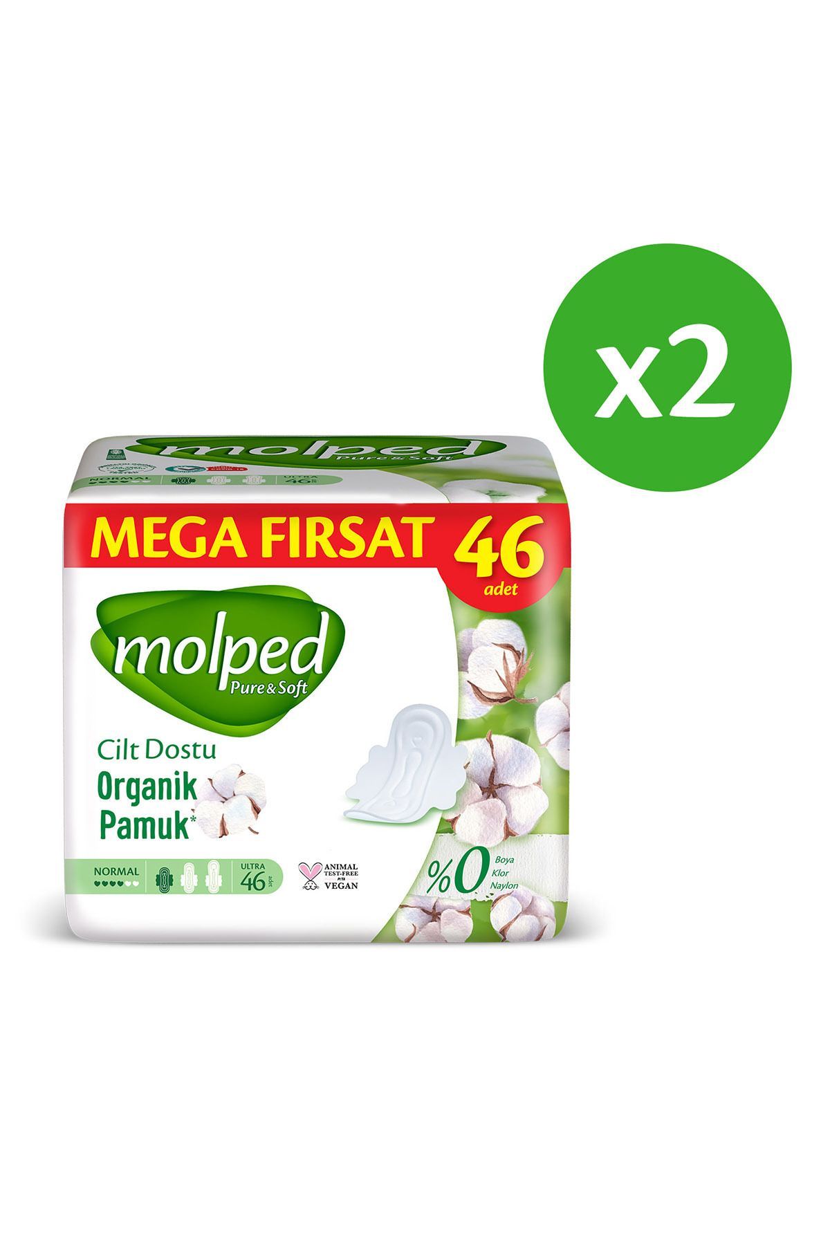 Molped Pure Soft Normal Avantajlı Mega Fırsat Paketi 46 Lı X 2 Adet Molped Pure Soft Normal Avantajlı Mega Fırsat Paketi 46 Lı X 2 Adet